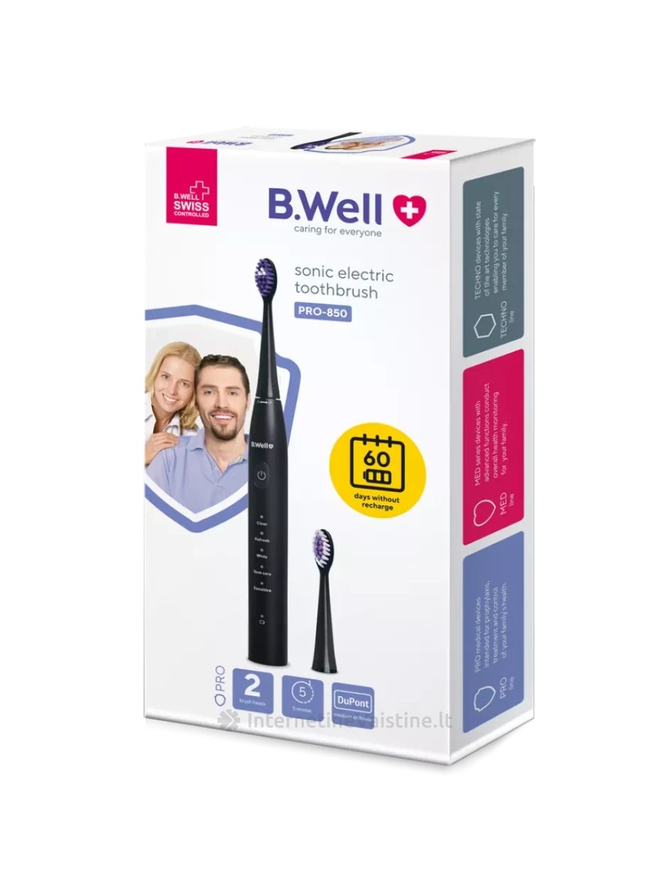 B. WELL elektrinis dantų šepetėlis PRO-850, baltas, N1, Vnt | internetinevaistine.lt