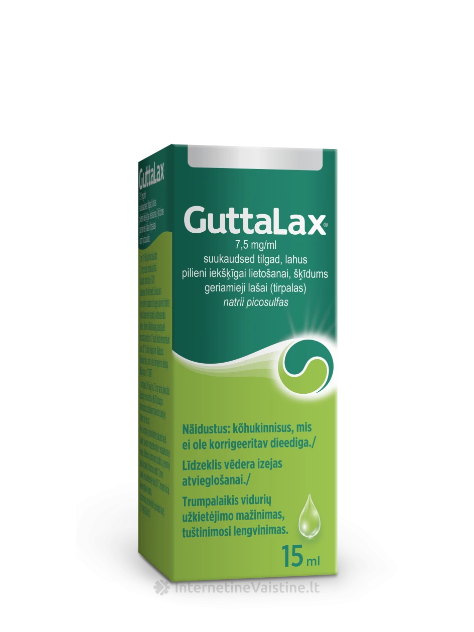 GUTTALAX 7.5mg/ml ger. lašai 15ml | internetinevaistine.lt