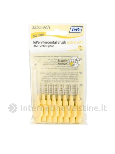 Dantų šep. TEPE tarpdančiams 0.7mm N8 l.minkšti (gelt.) | internetinevaistine.lt