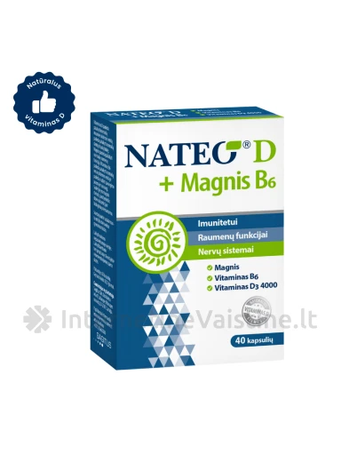 NATEO® D + Magnesium B6 IU4000, 40 kapsulių, 40 kapsulių | internetinevaistine.lt