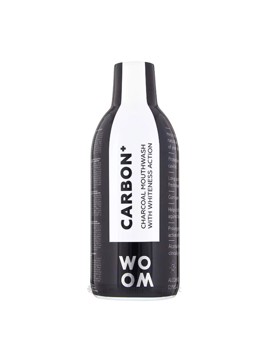 WOOM balinamasis burnos skalavimo skystis su aktyvuota anglimi CARBON +, 500 ml, Vnt | internetinevaistine.lt
