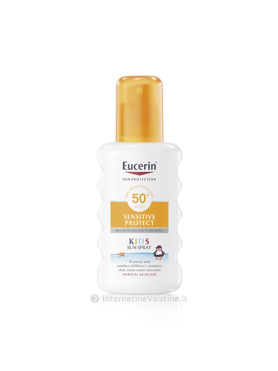 EUCERIN KIDS SENSITIVE PROTECT purškalas nuo saulės vaikams SPF50+, 200 ml | internetinevaistine.lt