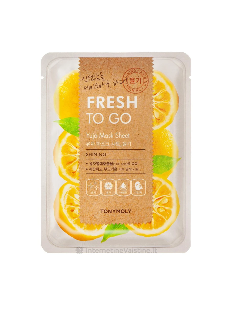 TONYMOLY Fresh To Go kaukė veidui lakštinė su citrinmedžio vaisiais, 25 g, Vnt | internetinevaistine.lt