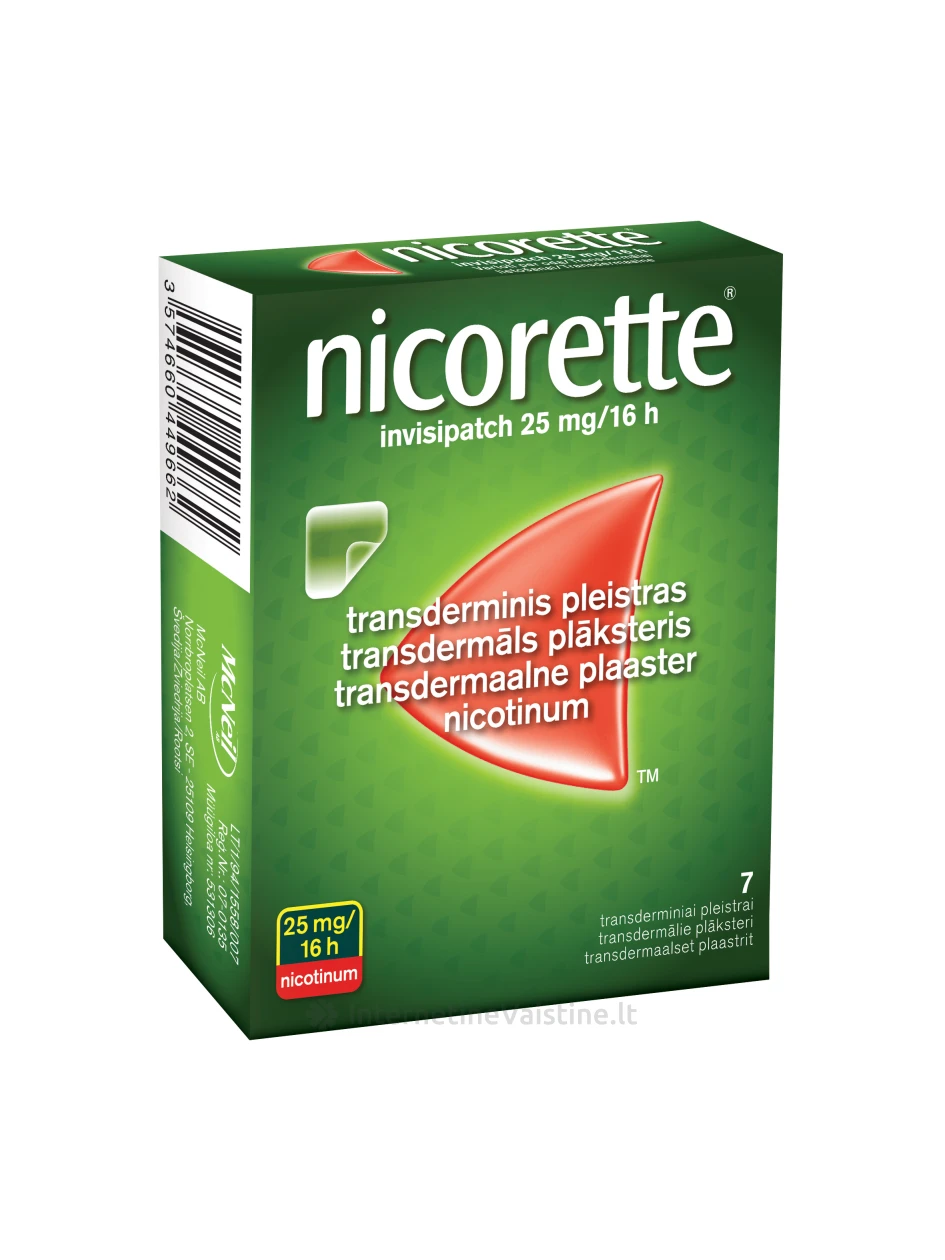 NICORETTE INVISIPATCH 25 mg/16 val. transderminis pleistras N7 | internetinevaistine.lt