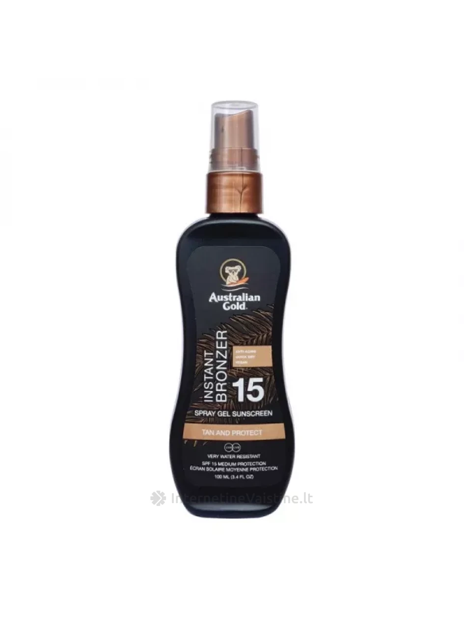 AUSTRALIAN GOLD nuo saulės apsaugantis pienelis su bronzantais, SPF 15, 100 ml, Vnt | internetinevaistine.lt
