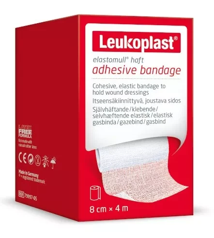 LEUKOPLAST savaime prilimpantis elastinis bintas ELASTOMULL HAFT, 8 cm x 4 m, baltas, 1 vnt.