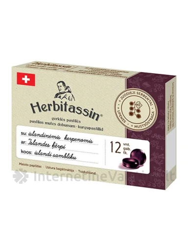 HERBITASSIN past. su island. kerpena ir juod. serb. N12, 12 vnt. | internetinevaistine.lt