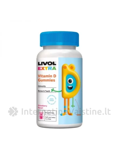 LIVOL EXTRA Vitaminas D3 guminukai N60 | internetinevaistine.lt
