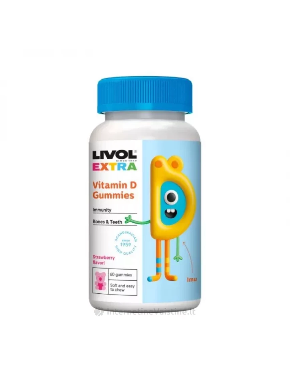 LIVOL EXTRA Vitaminas D3 guminukai N60 | internetinevaistine.lt