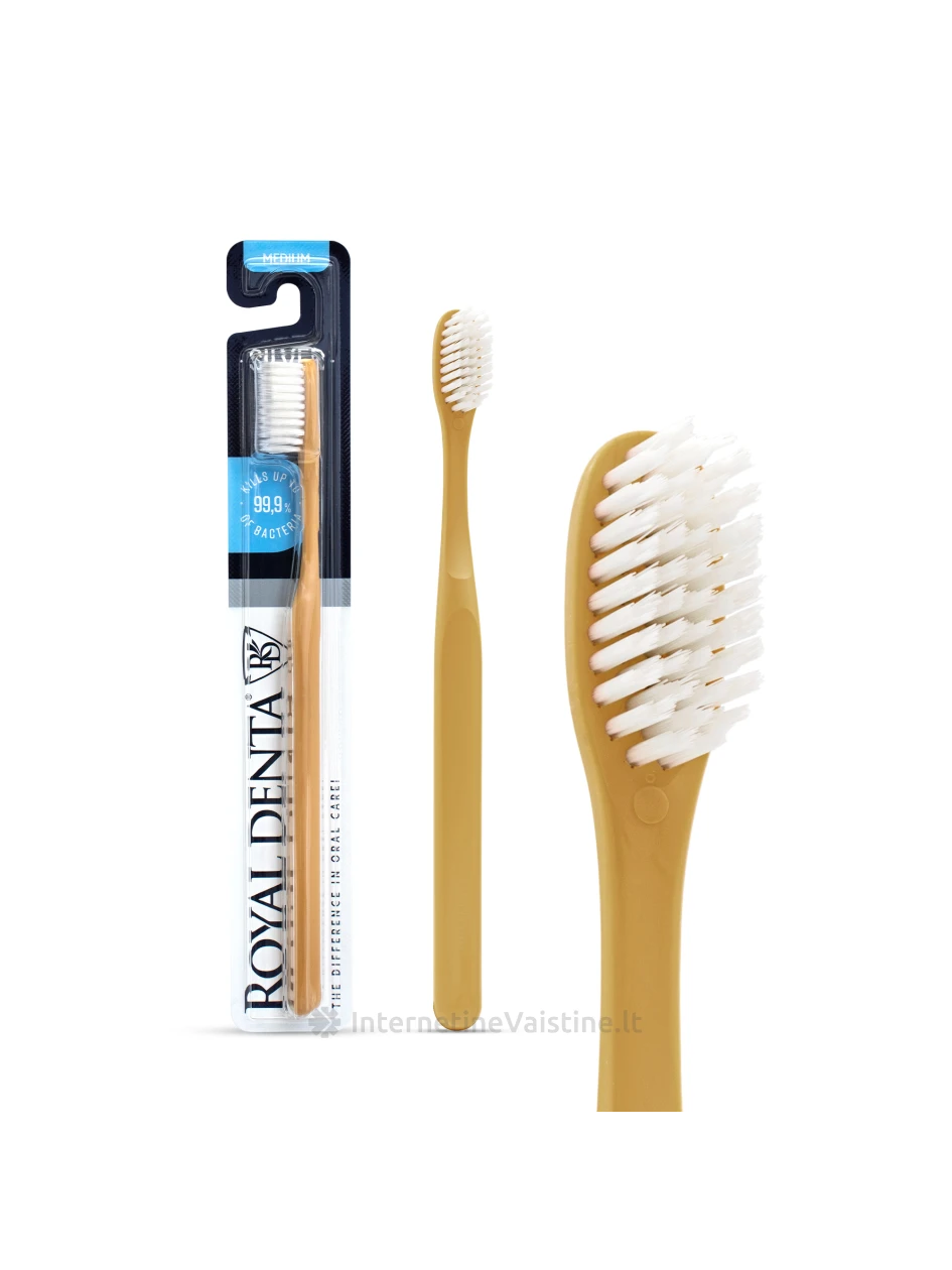 ROYAL DENTA dantų šepetėlis Silver Medium, 1 vnt. | internetinevaistine.lt