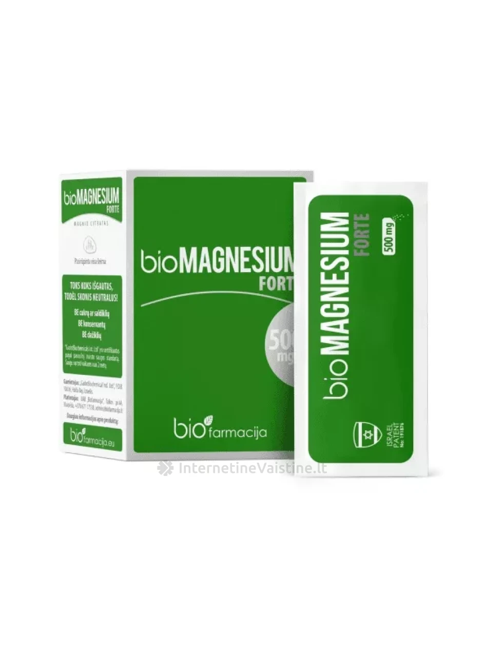 bioMAGNESIUM forte 500mg, 20 pakelių | internetinevaistine.lt