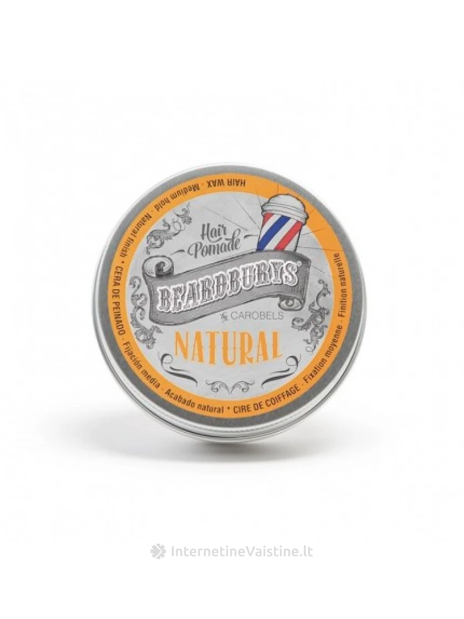 Beardburys Natural - Vidutinės fiksacijos pomada kreminės konsistencijos 100ml, N1 | internetinevaistine.lt