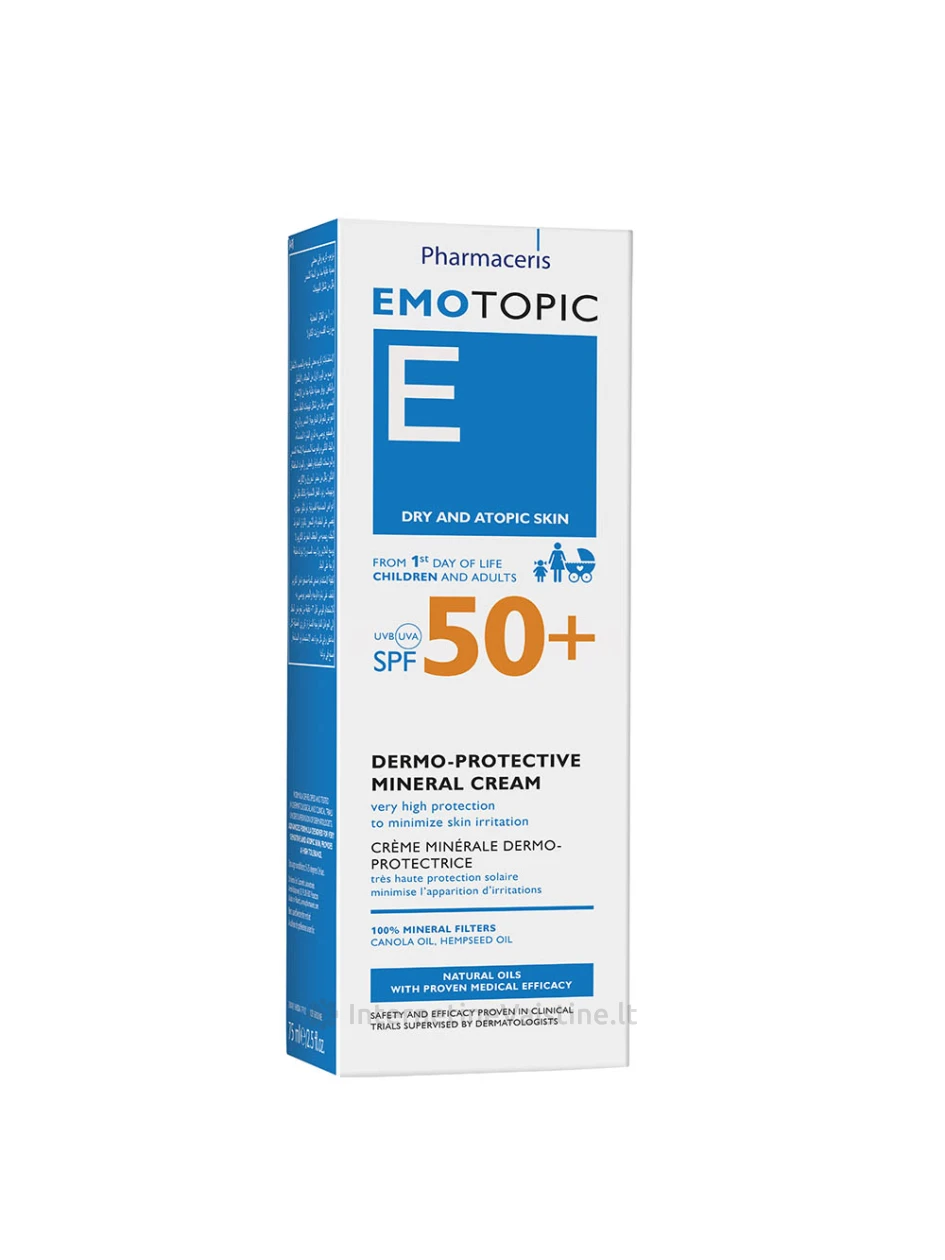 PHARMACERIS E,EMOTOPIC 75ml mineralinis kremas SPF50+, N1 | internetinevaistine.lt
