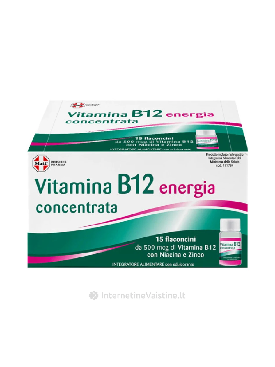 MATT DIVISIONE PHARMA Vitamina B12, maisto papildas su vitaminu B12, 15 buteliukų | internetinevaistine.lt