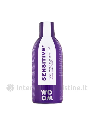 WOOM burnos skalavimo skystis jautriems dantims ir dantenoms SENSITIVE +, 500 ml, Vnt | internetinevaistine.lt