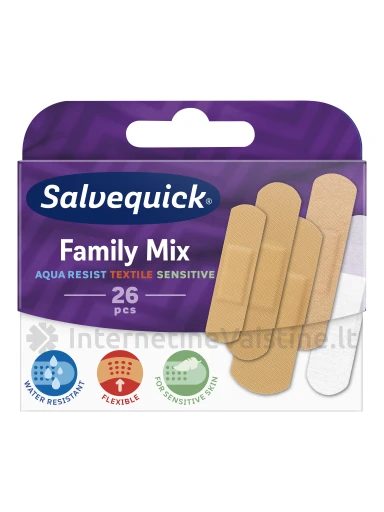 SALVEQUICK pleistrų rinkinys visai šeimai Family Mix N26, N26 | internetinevaistine.lt