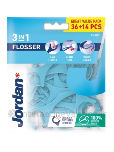 JORDAN 3-in-1 Flosser dantų siūlas, 36 vnt. | internetinevaistine.lt