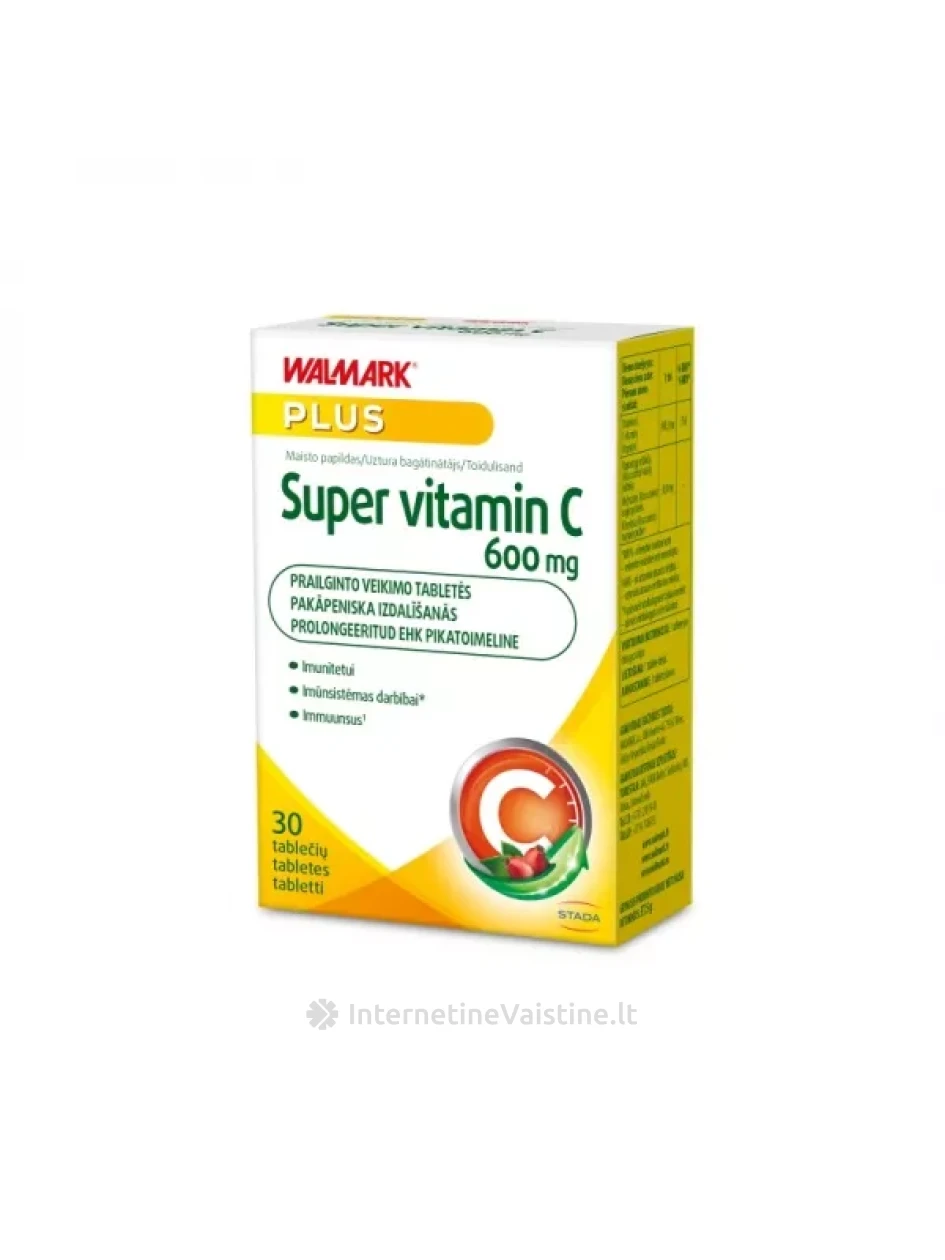 WALMARK SUPER VITAMINAS C, 600 mg, tab. N30 | internetinevaistine.lt