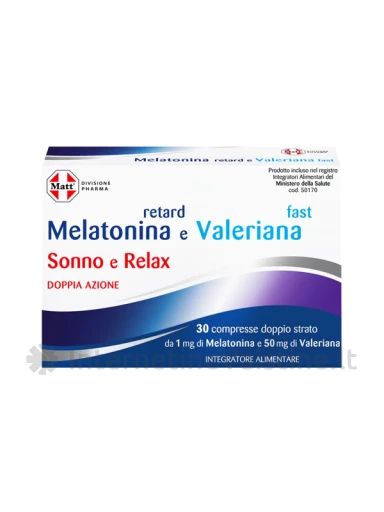 MATT DIVISIONE PHARMA Melatonina Valeriana, maisto papildas miegui ir ramybei, 30 tablečių | internetinevaistine.lt