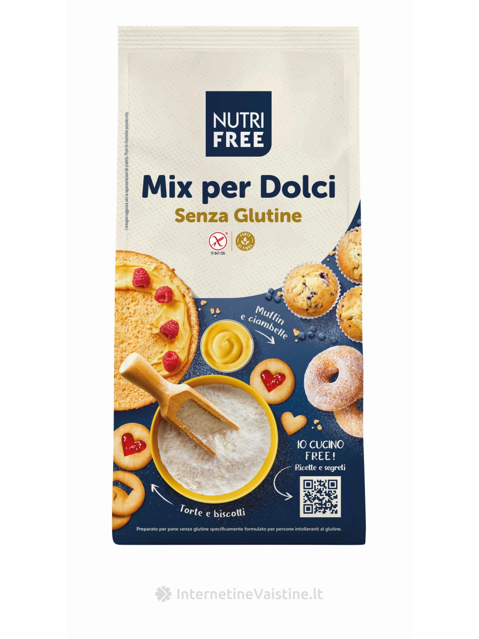 NUTRIFREE MIX PER DOLCI - miltų mišinys kepiniams be glitimo, 1kg | internetinevaistine.lt