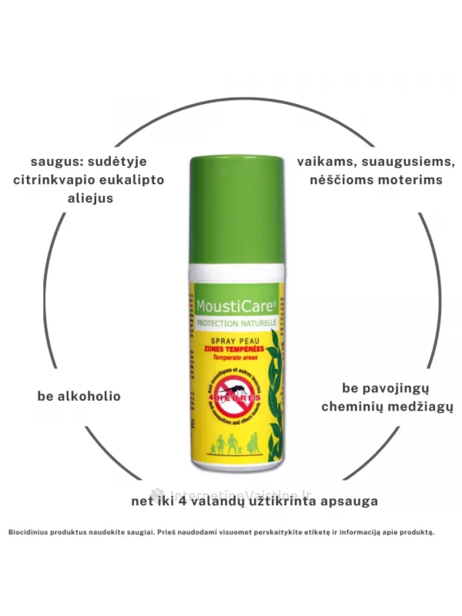 MOUSTICARE repelentas nuo uodų, erkių, mašalų puršk., 50 ml, Vnt | internetinevaistine.lt