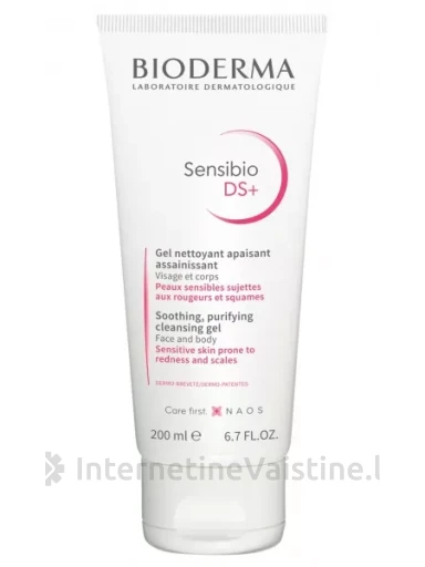BIODERMA SENSIBIO DS+ elinis veido ir kūno prausiklis jautriai, paraudusiai, pleiskanojančiai odai 200ml, Vnt | internetinevaistine.lt