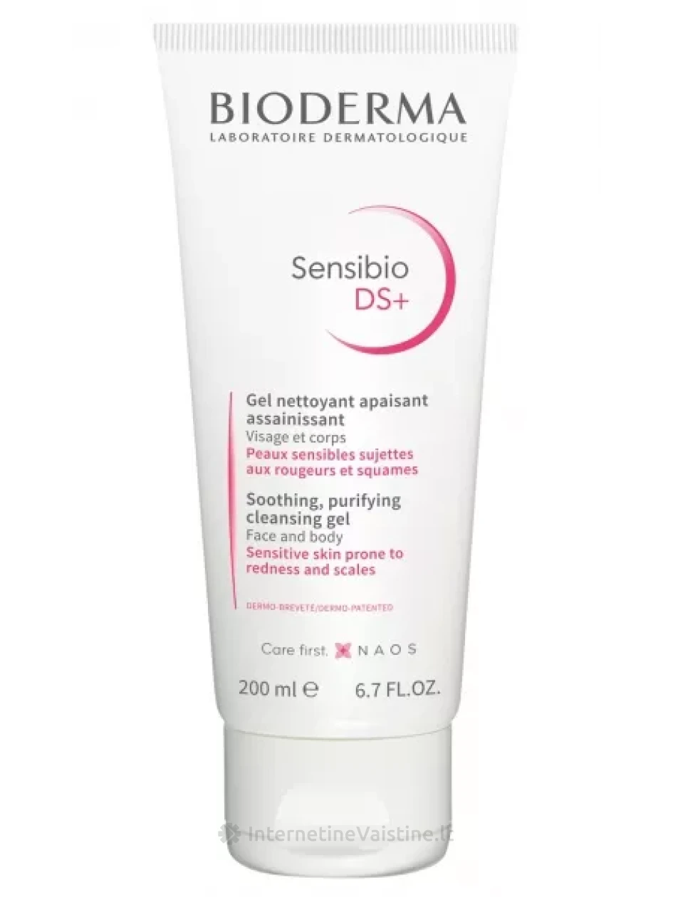 BIODERMA SENSIBIO DS+ elinis veido ir kūno prausiklis jautriai, paraudusiai, pleiskanojančiai odai 200ml, Vnt | internetinevaistine.lt