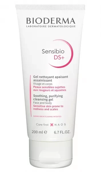 BIODERMA SENSIBIO DS+ elinis veido ir kūno prausiklis jautriai, paraudusiai, pleiskanojančiai odai 200ml