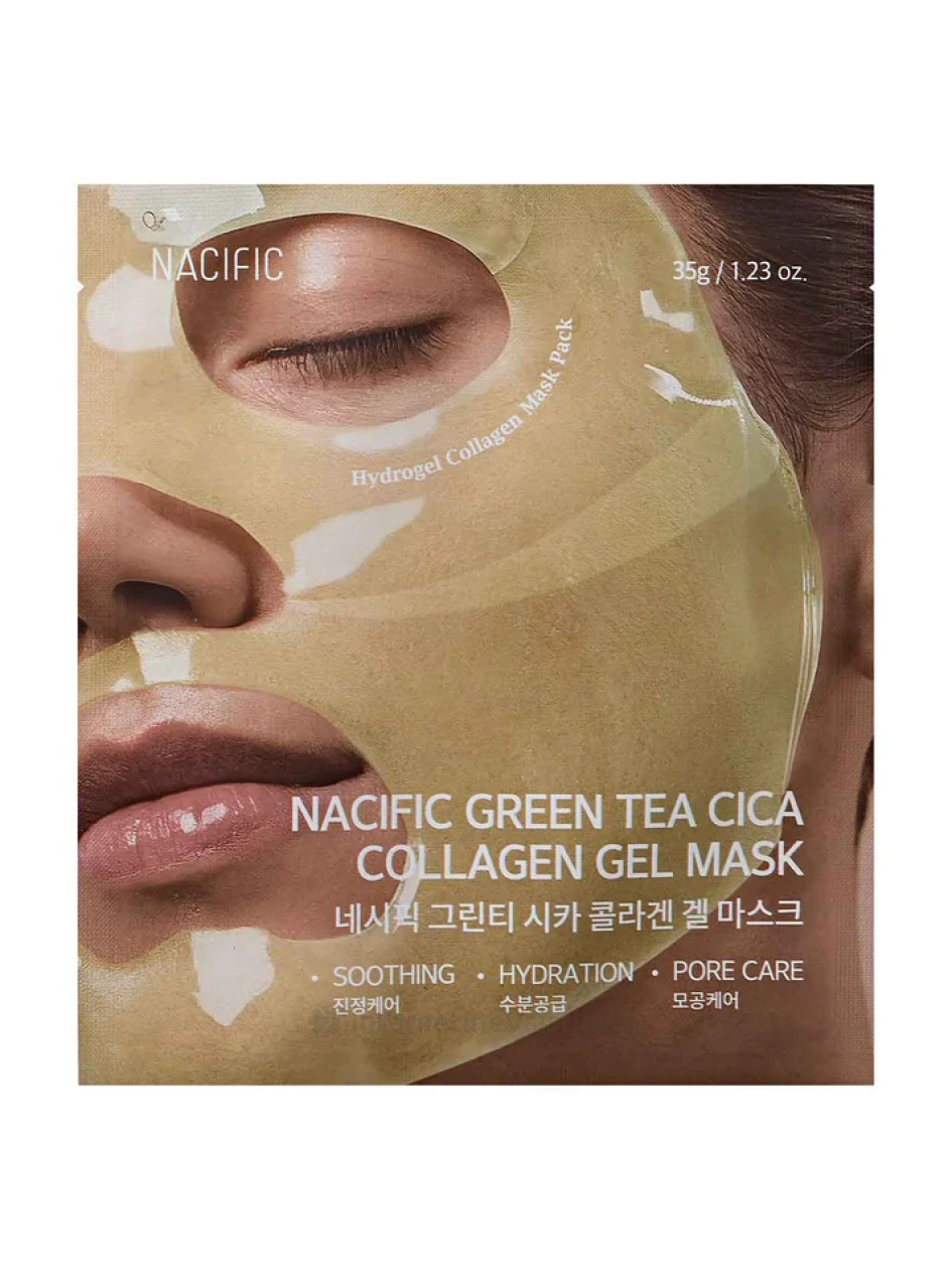 NACIFIC Green Tea Cica Collagen Gel Mask kaukė veidui gelin kolageno, 35 g, Vnt | internetinevaistine.lt