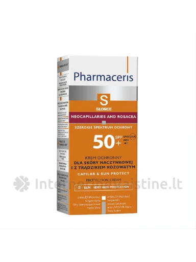 PHARMACERIS S kremas veidui apsaug. Capilar & Sun SPF50+, 50 ml, Vnt | internetinevaistine.lt