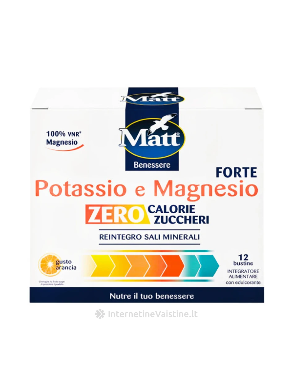 MATT Potassio e Magnesio Forte ZERO, magnis ir kalis, 12 pakelių, 12 pakelių | internetinevaistine.lt