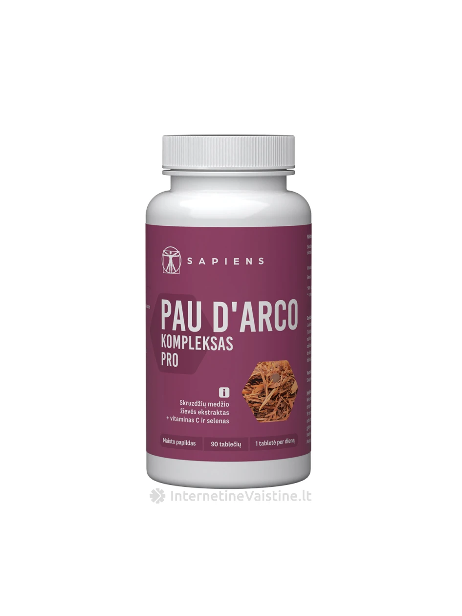 SAPIENS Pau D Arco kompleksas tab. N90, 90 vnt. | internetinevaistine.lt