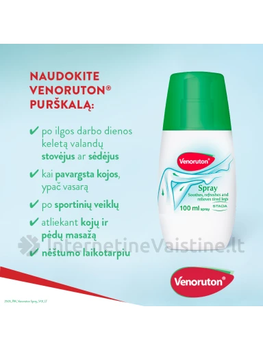 VENORUTON Spray purškalas kojoms, 100 ml | internetinevaistine.lt