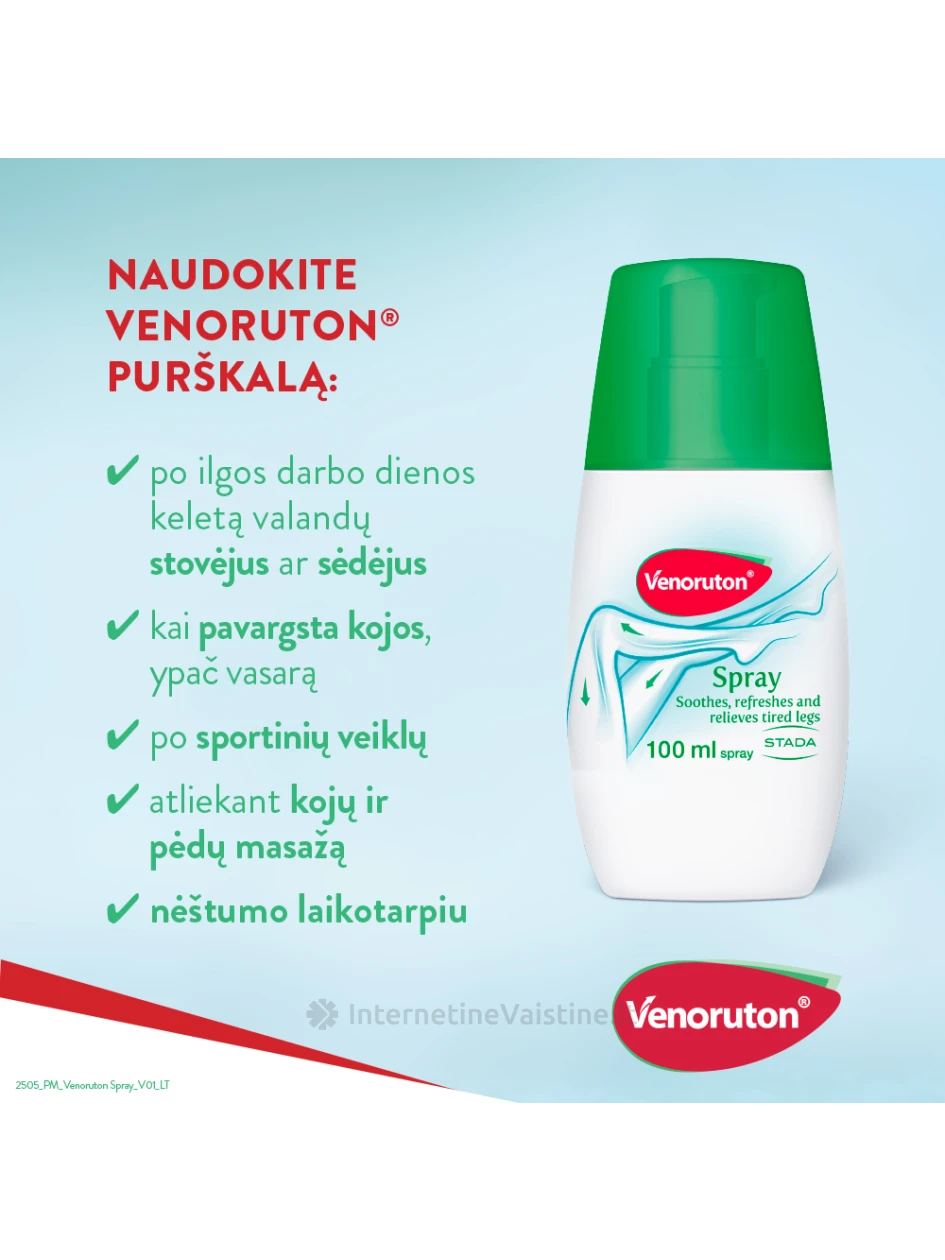VENORUTON Spray purškalas kojoms, 100 ml | internetinevaistine.lt