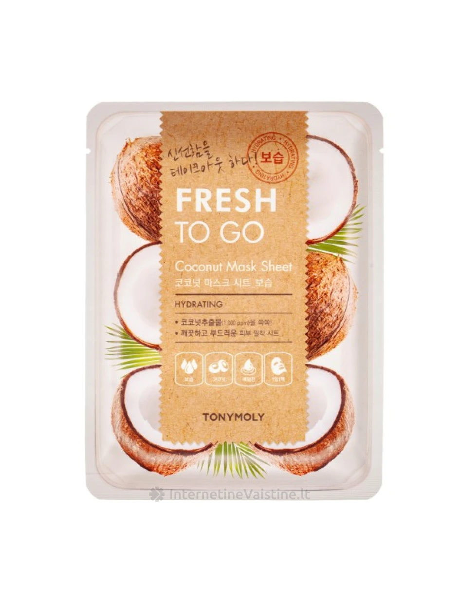 TONYMOLY Fresh To Go kaukė veidui lakštinė su kokosu, 25 g, Vnt | internetinevaistine.lt