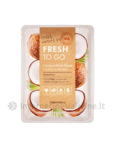 TONYMOLY Fresh To Go kaukė veidui lakštinė su kokosu, 25 g, Vnt | internetinevaistine.lt