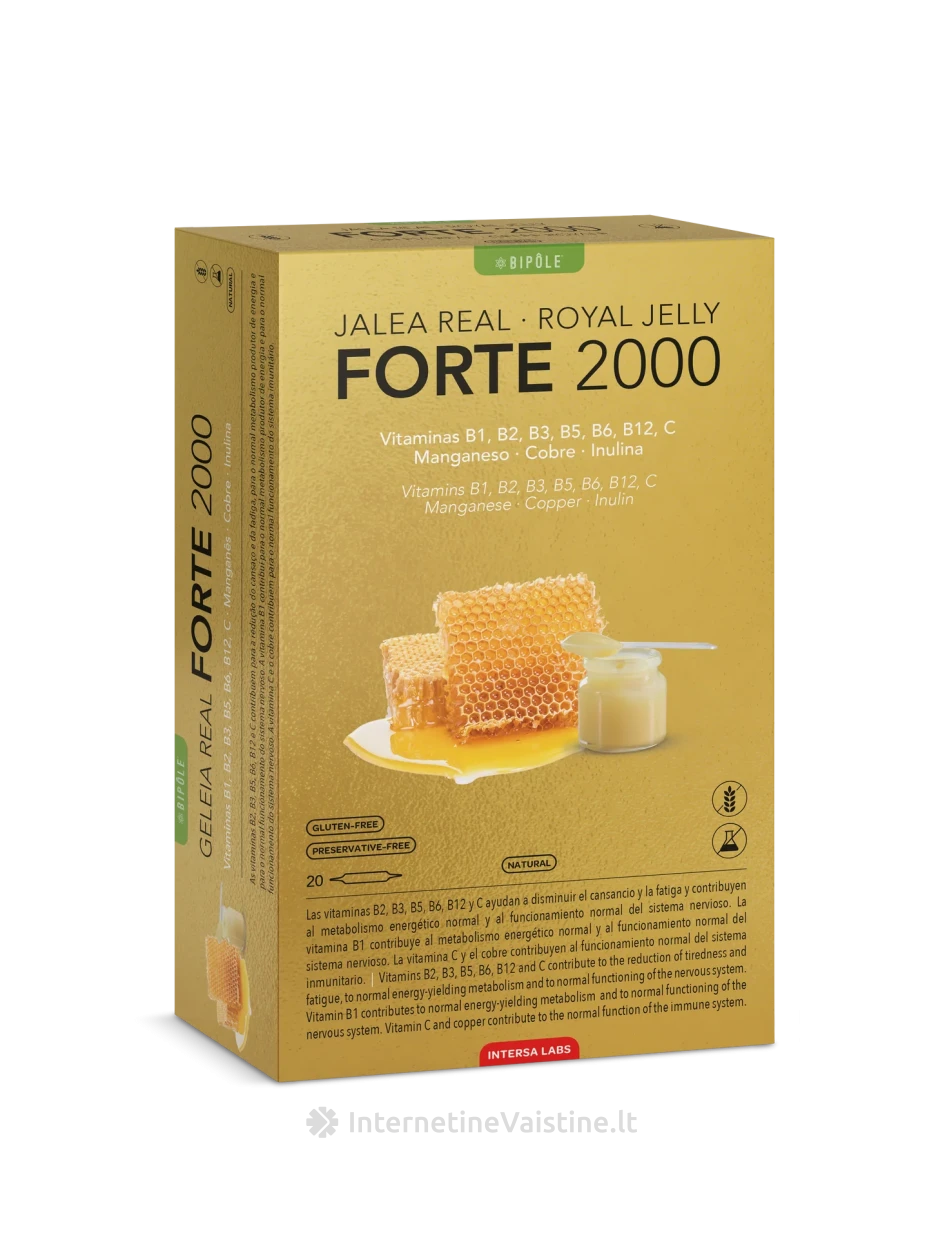 INTERSA ROYAL JELLY FORTE 2000 N20 maisto papildas imunitetui, 20 vnt. | internetinevaistine.lt