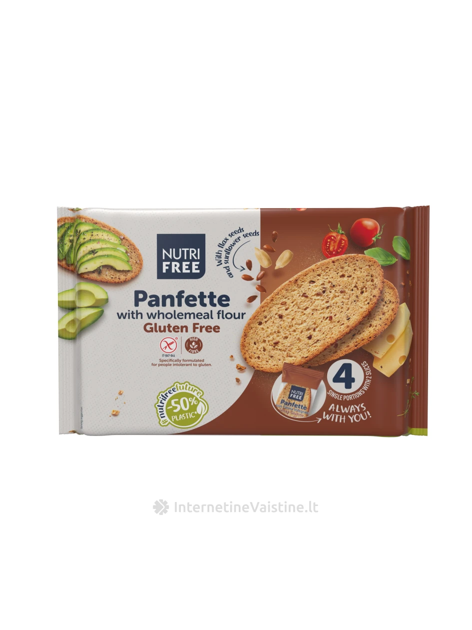 NUTRIFREE PANFETTE - duona su viso grūdo miltais be glitimo, 340g | internetinevaistine.lt