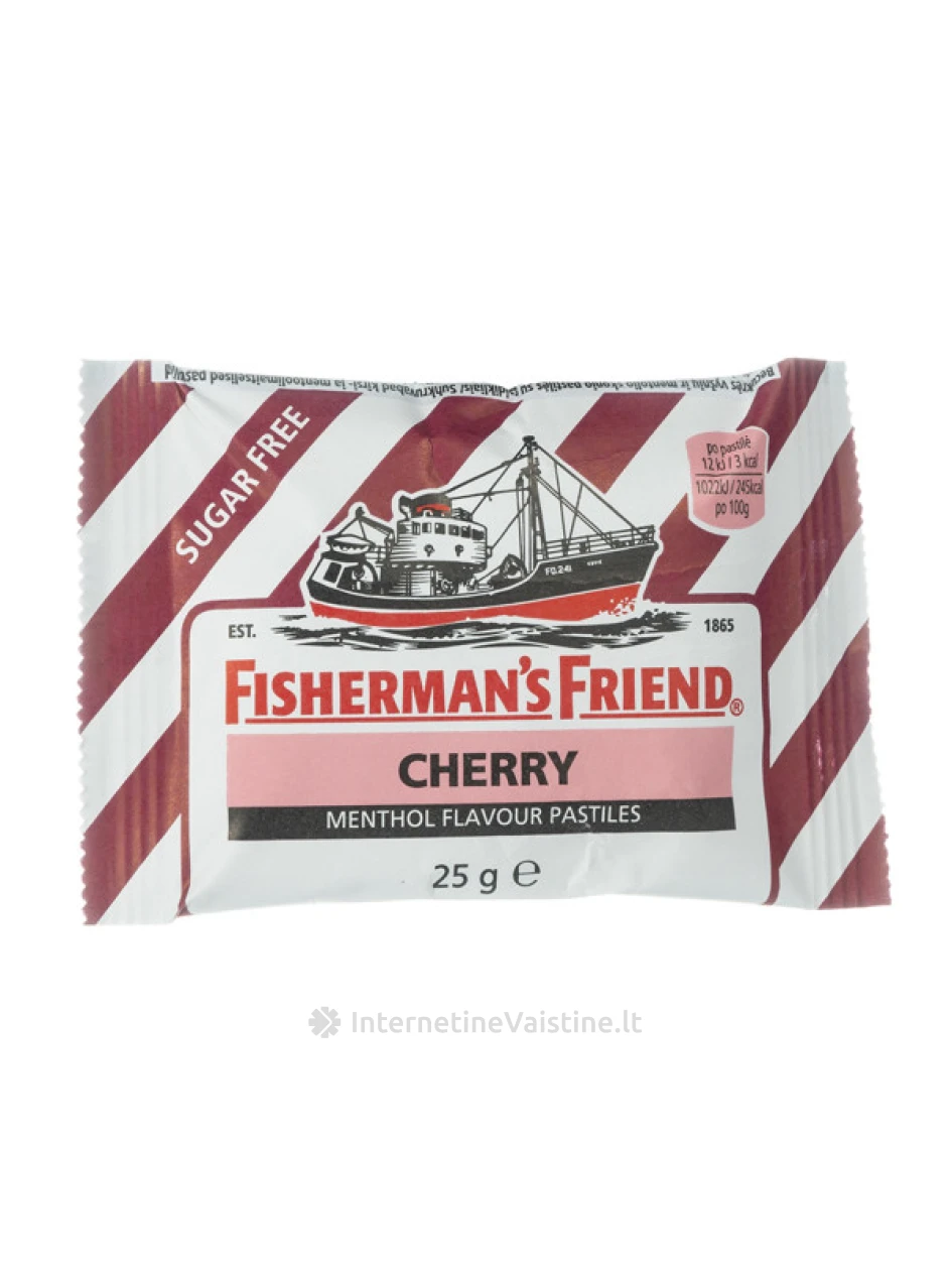FISHERMAN'S FRIEND, becukrės, vyšnių skonio pastilės, 25 g, Vnt | internetinevaistine.lt