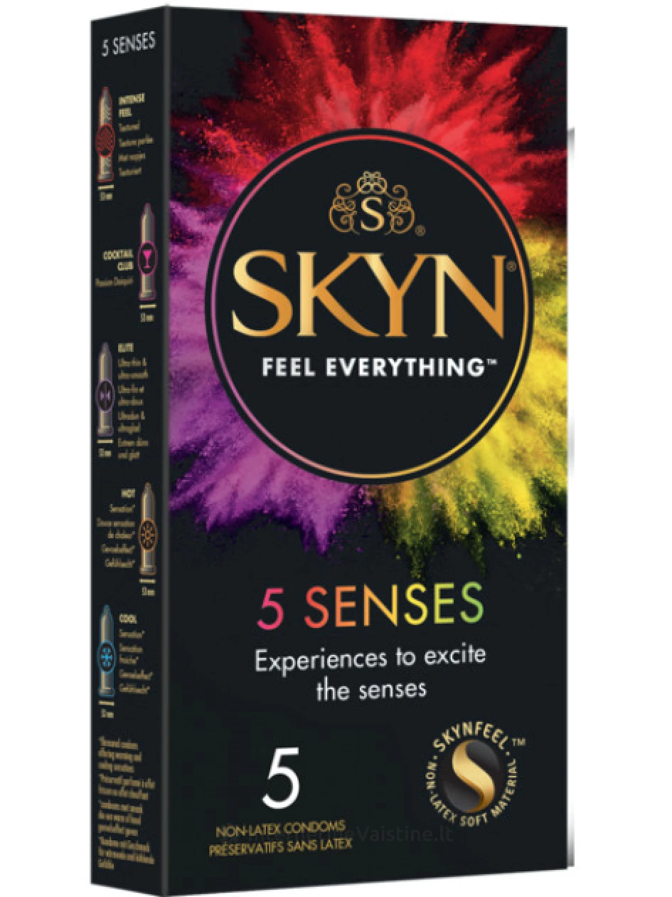 Prezervatyvai LIFESTYLES SKYN FIVE SENSES, 5 vnt., 5vnt. | internetinevaistine.lt