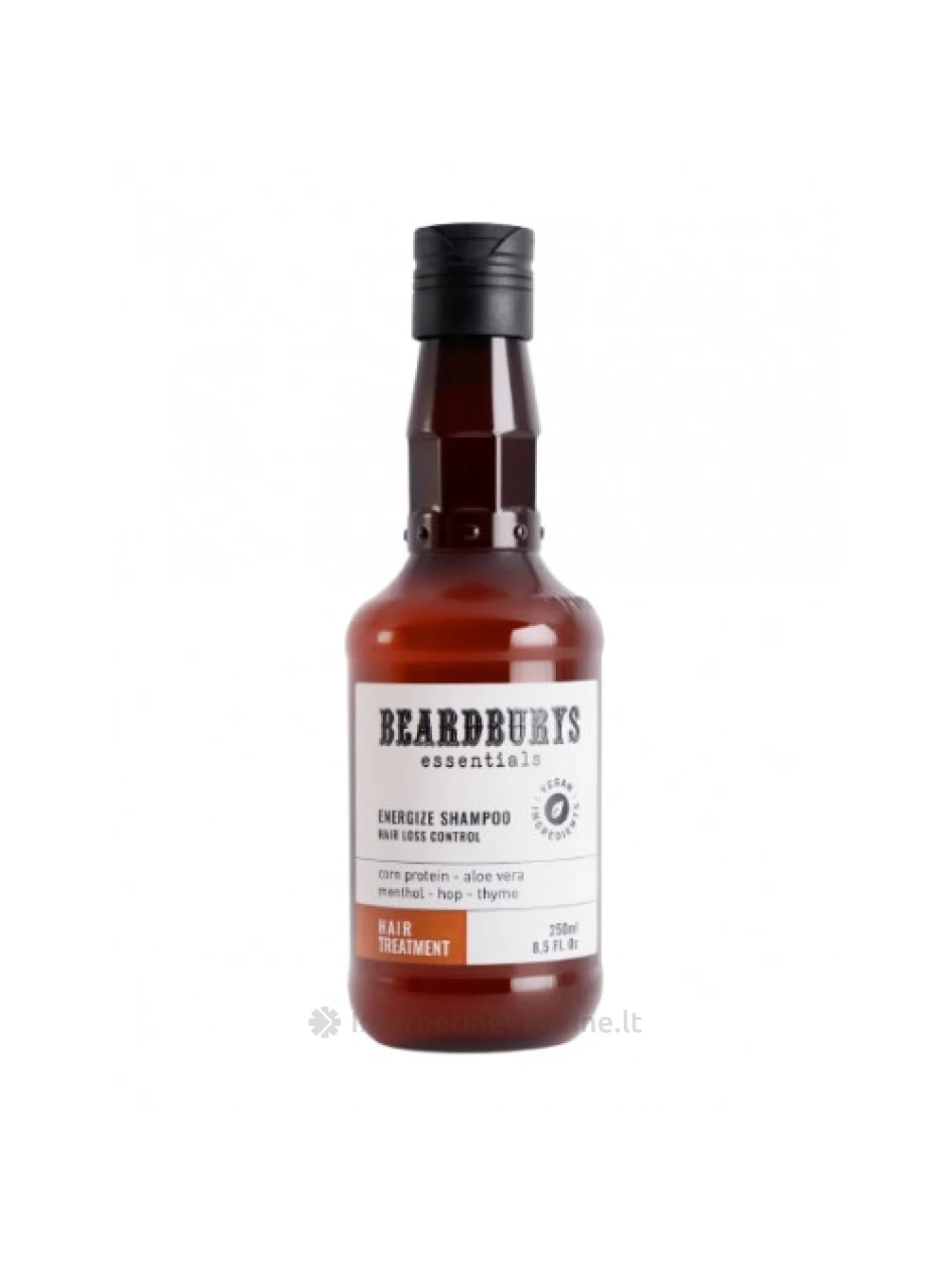 BEARDBURYS Essential Energize energizuojantis, plaukus stiprinantis šampūnas, 250 ml, Vnt | internetinevaistine.lt
