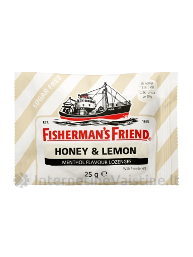 FISHERMAN'S FRIEND Medaus ir citrinų skonio pastilės, 25 g | internetinevaistine.lt