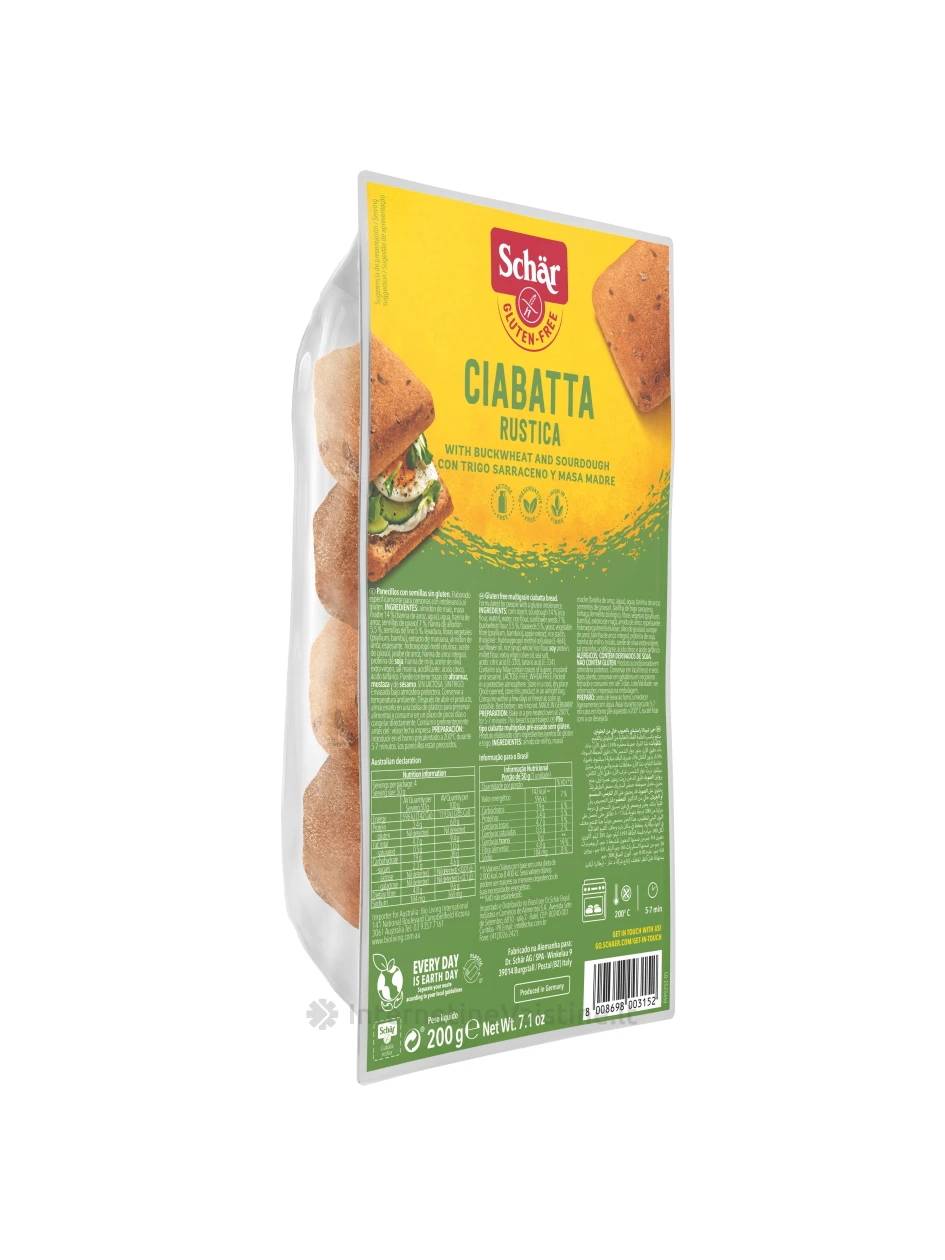 Schär CIABATTA RUSTICA – tamsi kaimiška duona be glitimo, 200g | internetinevaistine.lt