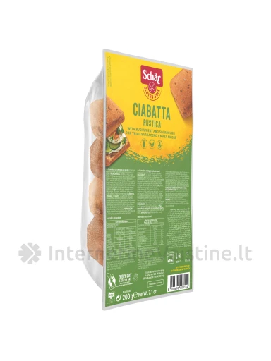 Schär CIABATTA RUSTICA – tamsi kaimiška duona be glitimo, 200g | internetinevaistine.lt
