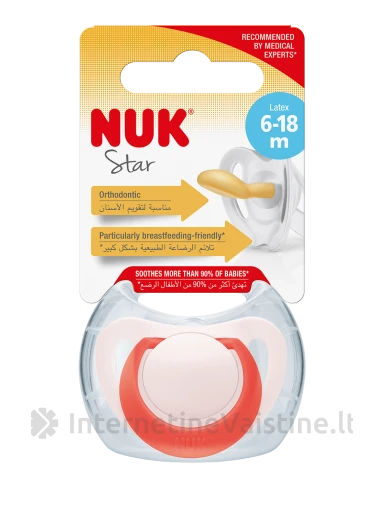 NUK čiulptukas STAR lateks. 2d. (6-18mėn.) N1 | internetinevaistine.lt