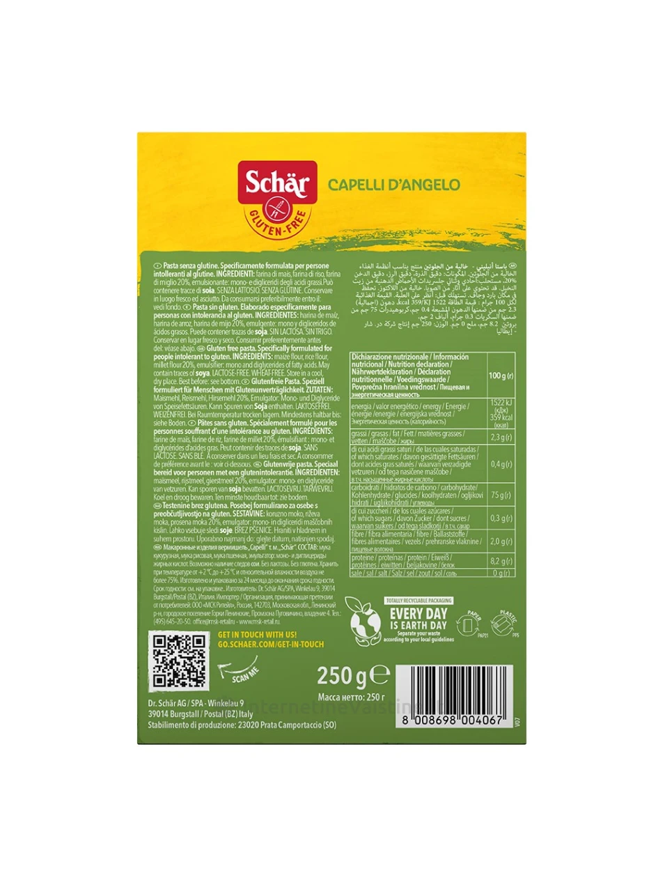 Schär CAPELLI D‘ANGELO - makaronai be glitimo, 250g | internetinevaistine.lt