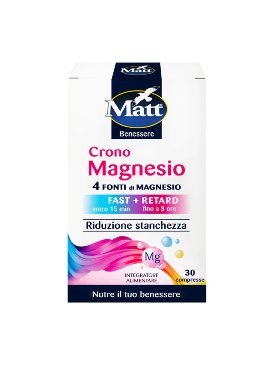 MATT Crono Magnesio, 4 magnio formos su vitaminais B2, B6 ir D, 30 tablečių | internetinevaistine.lt