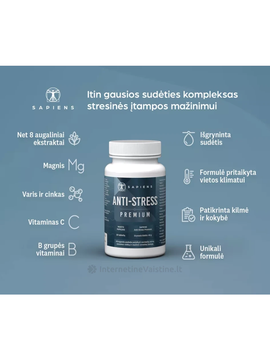 SAPIENS Anti-Stress Premium tab. N30 | internetinevaistine.lt