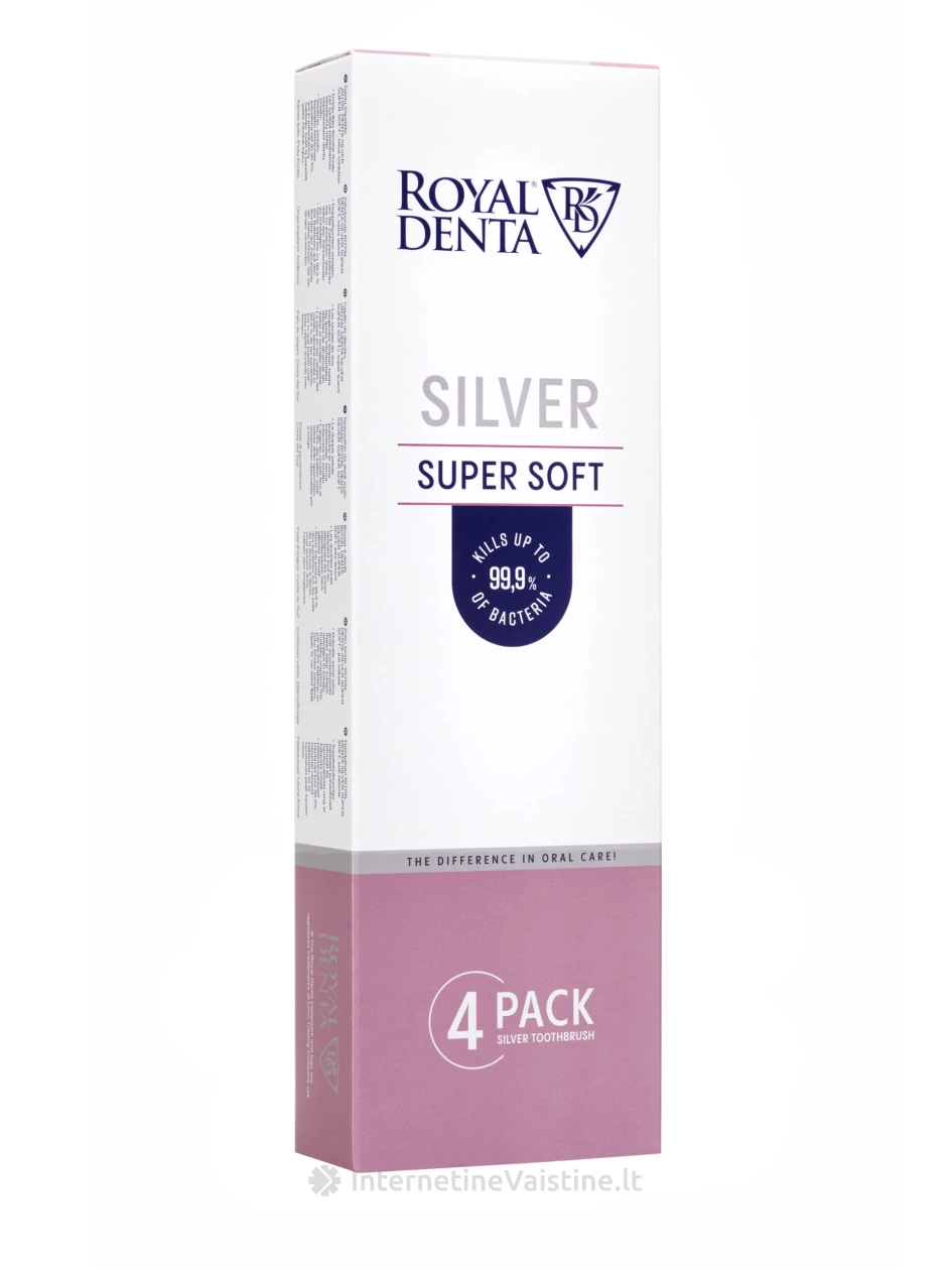 ROYAL DENTA dantų šepetėlių rinkinys SILVER SUPER SOFT, 4 | internetinevaistine.lt