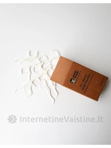 GREEN WHALE Dantų siūlas tarpdanč. su laikikliu N50, 50 vnt. | internetinevaistine.lt